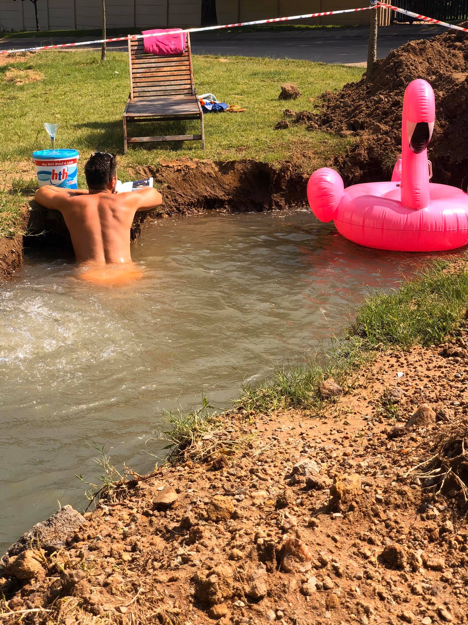 Who Needs A Beach: Fourways Resident Vacations by His Pothole!